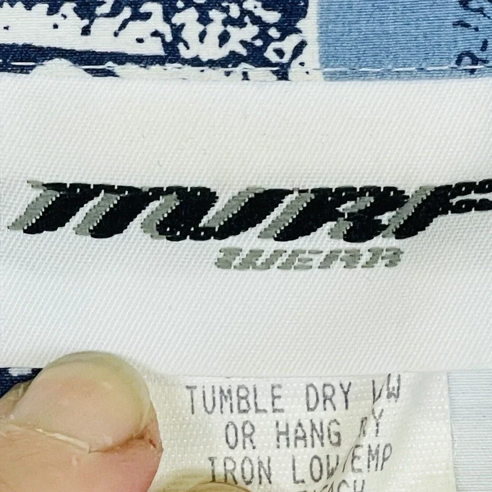 Murf Wear Vintage Shirt Mens 2XL Surf Blue White Hawaiian Tropical Cruise Island